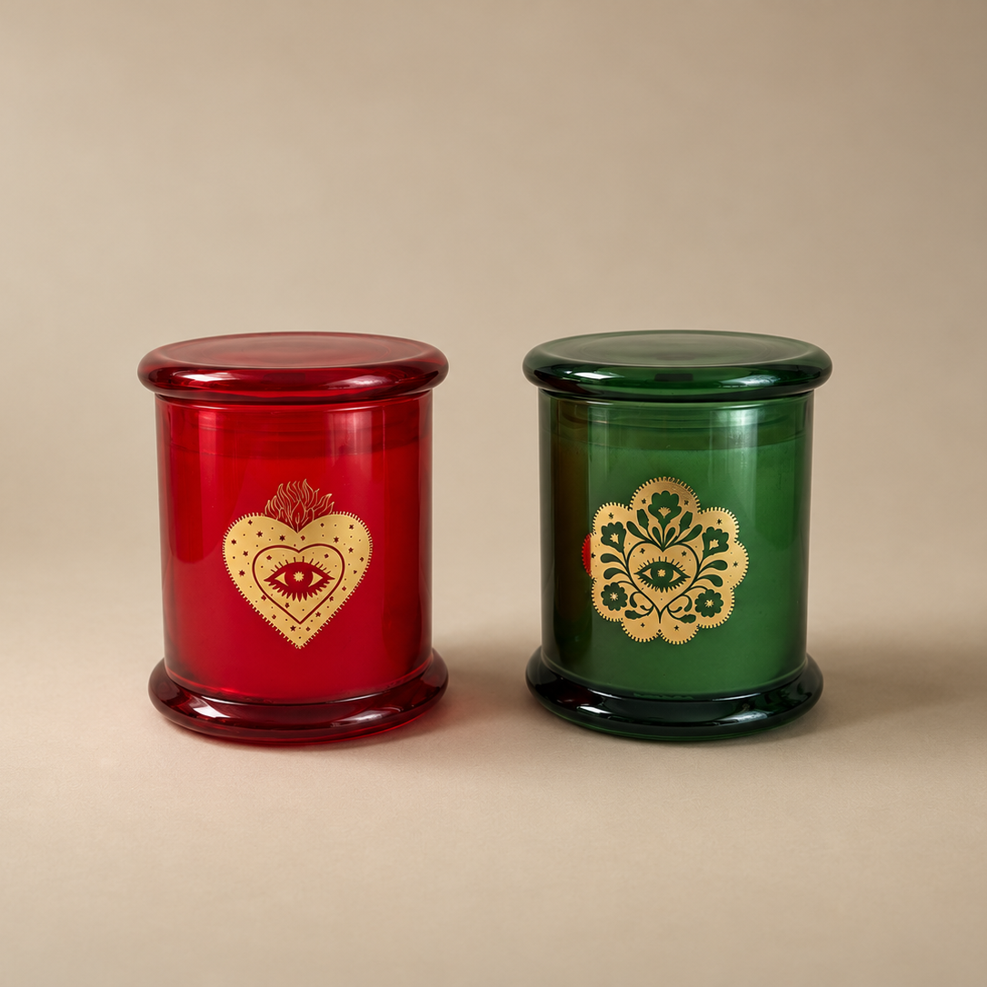 Day & Night Bundle with red and green Miss Sparkle soy candles